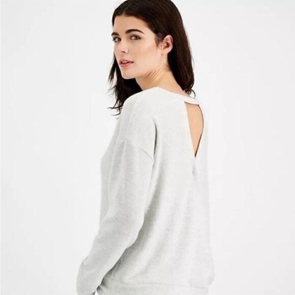 New HIPPIE ROSE Juniors' Cutout Back Knit Top white Heather grey S, M, L - Picture 3 of 10